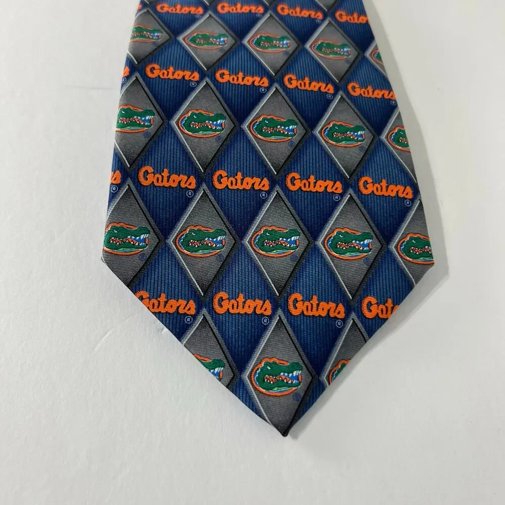 Vintage University of Florida Tie 100% Silk Gators Neck Tie College Blue Orange